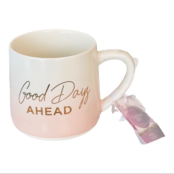 NWT Mainstays blue grey plaid throw blanket and “Good days ahead” mug gift s… - Picture 1 of 8